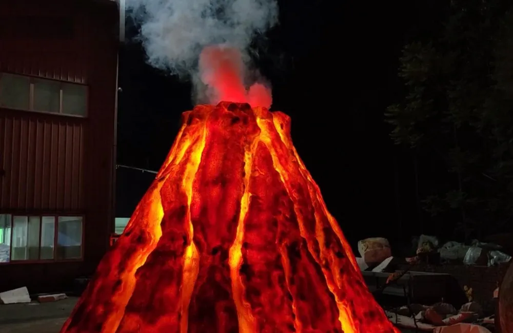 Volcano Sculptures with Smoke & Light Effects