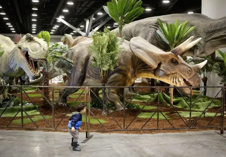 Kids visiting dinosaur exhibition