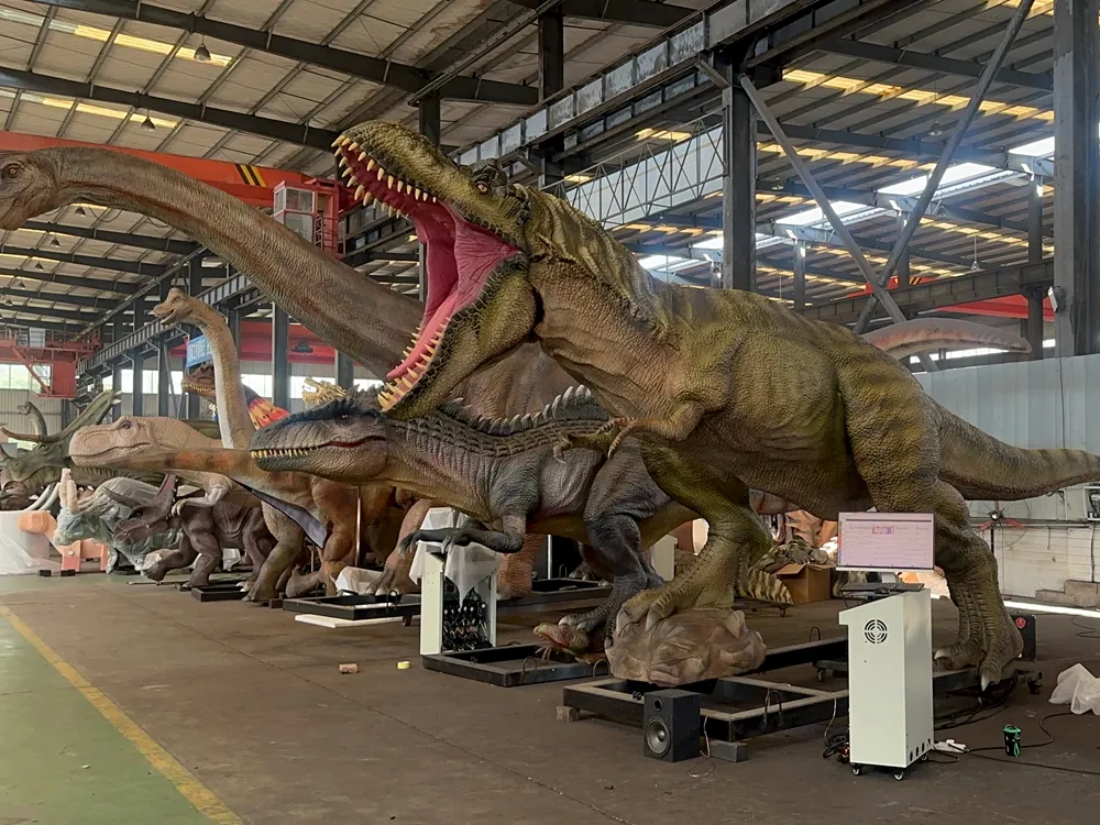 Finished animatronic dinosaur factory testing